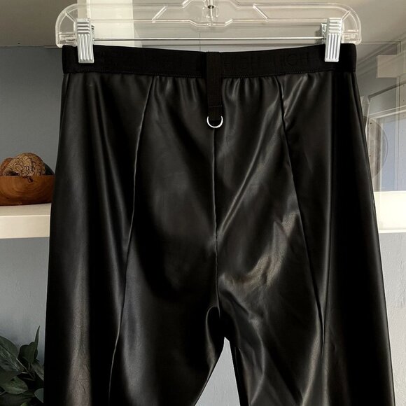 High Everyday Couture Black Faux Leather Leggings Pants - Picture 4 of 6